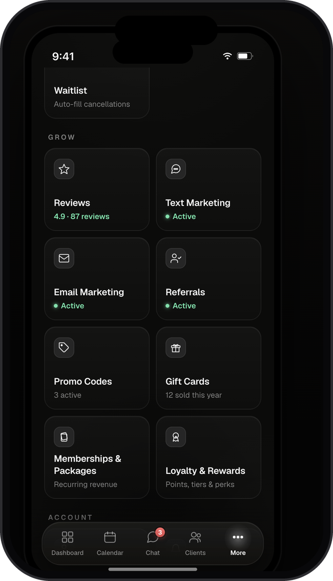 Marlo grow hub with reviews, referrals, and marketing tools